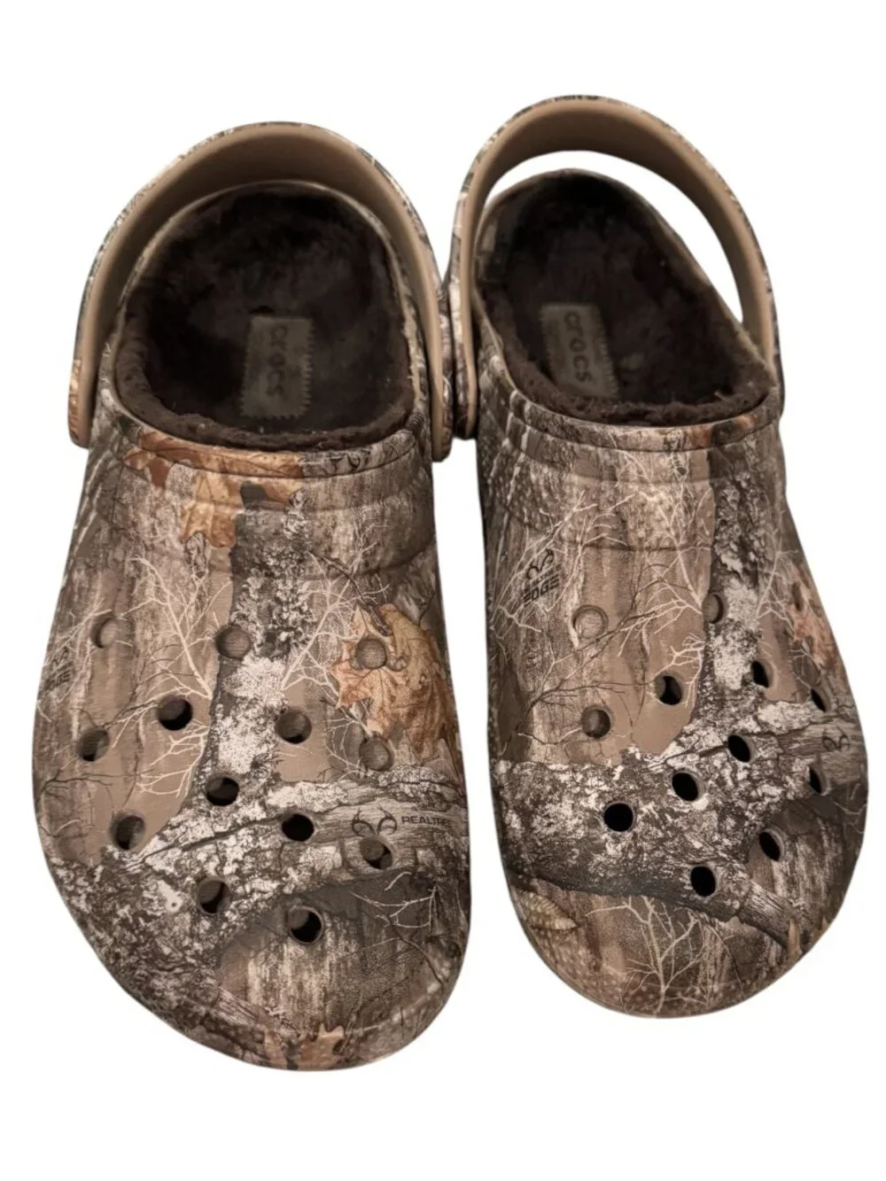 Crocs Realtree Lined Clogs Men’s 9 Women’s 11 Camo Fleece Shoes EUC